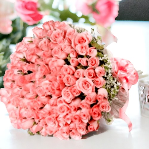 100 Pink Rose Bouquet – India