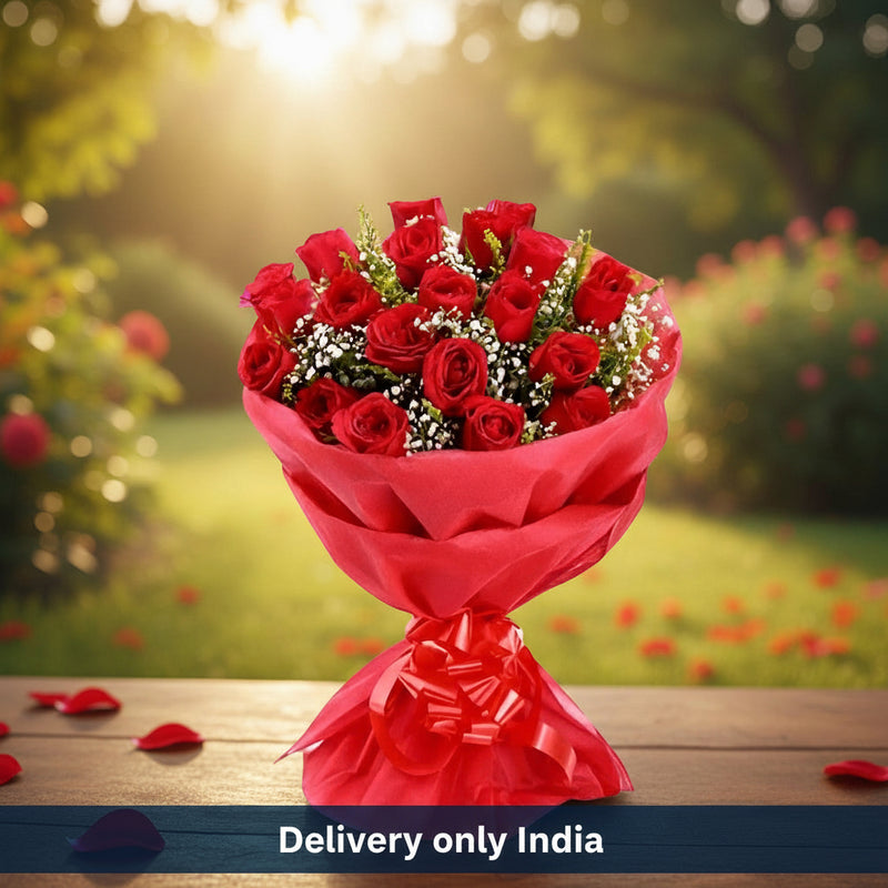 Beautiful Red Roses Bouquet - India