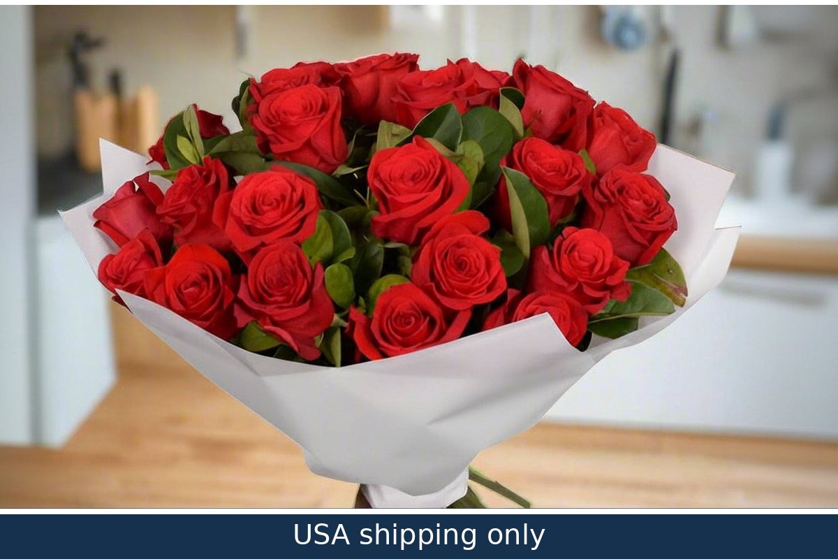 24 Red Roses Bouquet  - USA Delivery