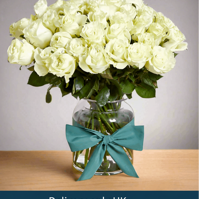 50 White Roses Bunch - UK
