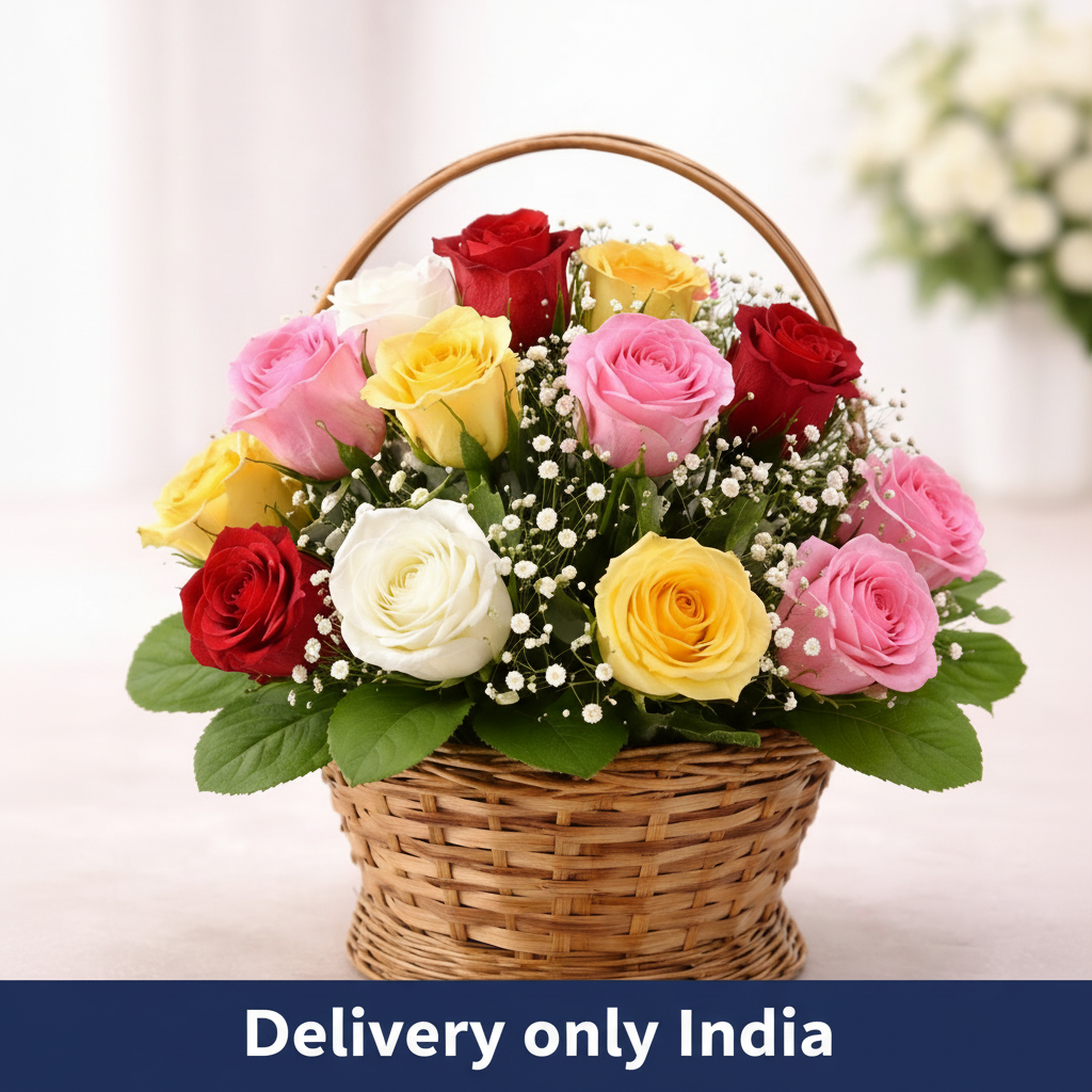 Basket of Roses for Birthday flowers in Delhi
