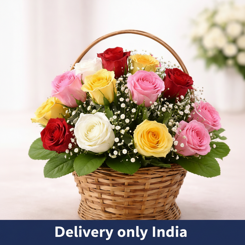 Multi Roses Basket - India