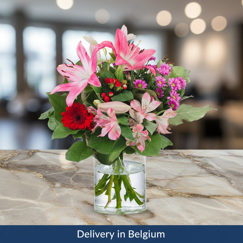 Bouquet with Pink and Red flowers - Belgium