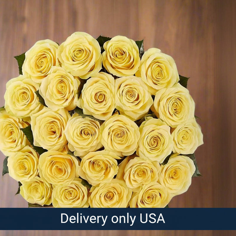 12 Yellow Roses Bouquet - USA