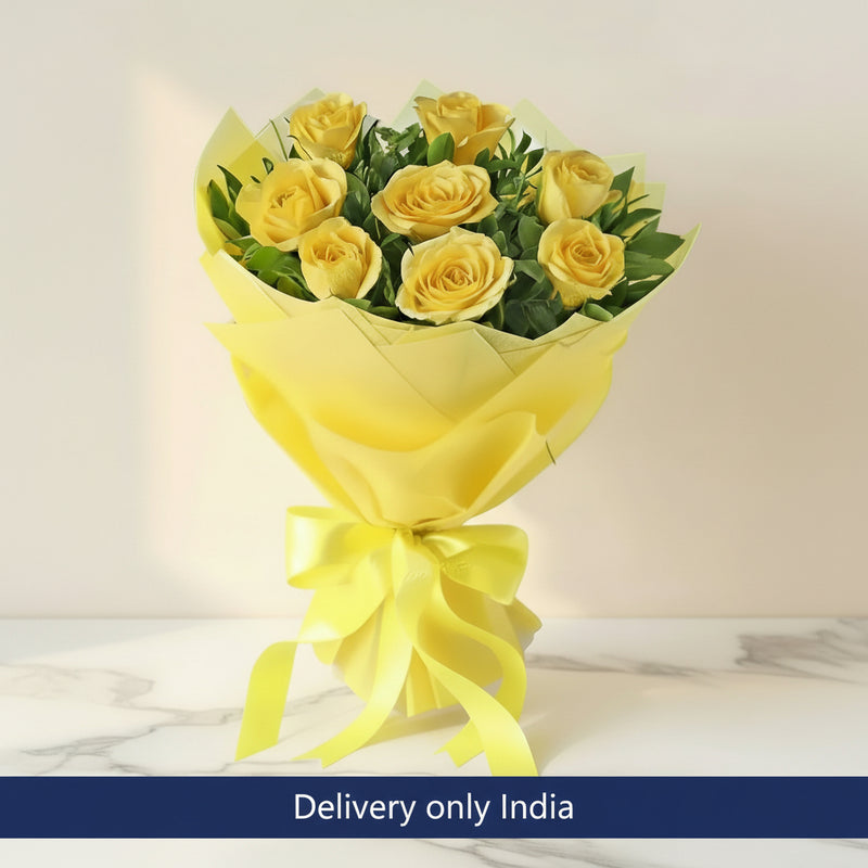 Dozen Beautiful Yellow Roses Bunch to India