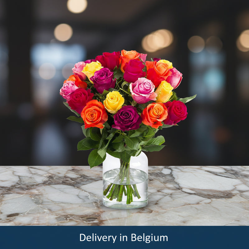 Mixed roses in a Vase - Belgium