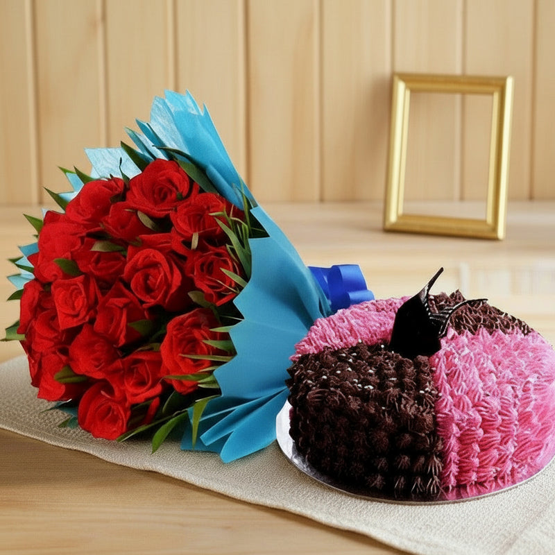 Chocolate Cake with Flower - India
