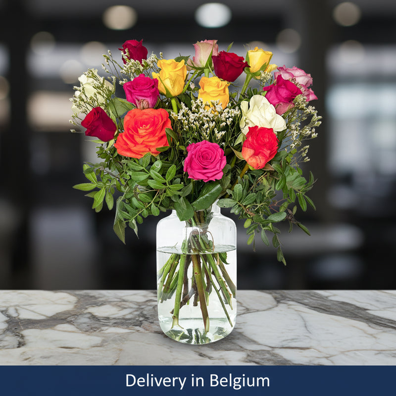 Rose bouquet Fiona in a Vase - Belgium