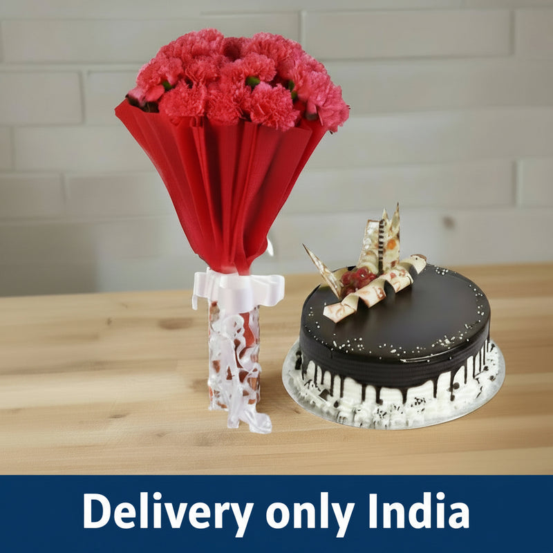 Chocolate Cake & Carnations - India