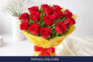 Bouquet of 15 beautiful Red Roses - India