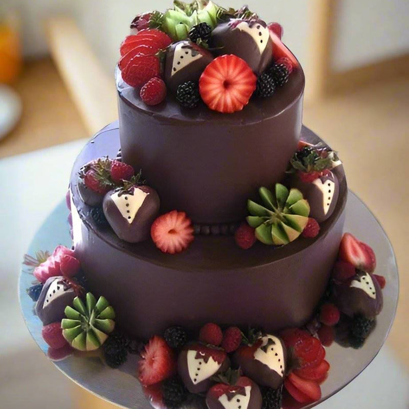 Chocolate & Fruit Step Cake - India
