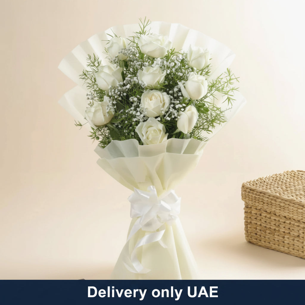 9 White Roses - UAE Delivery