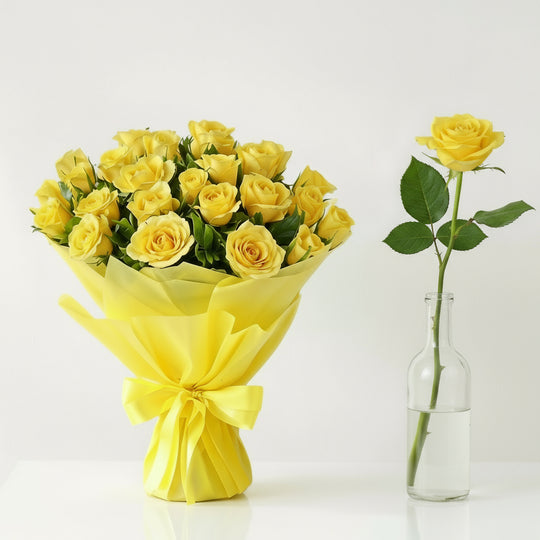 20 Yellow Roses Bouquet - India