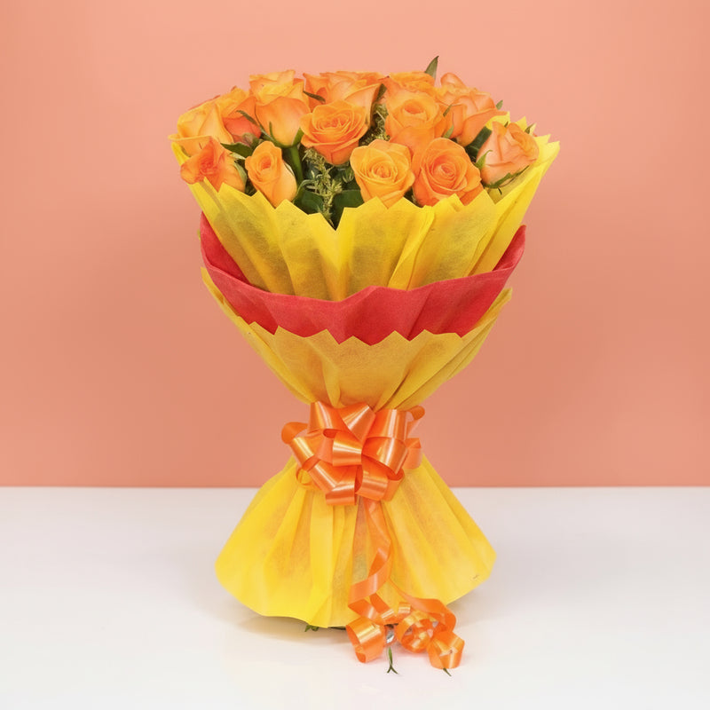 Send Bunch of Orange Roses to India - Flower Delivery