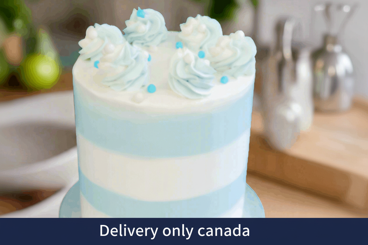 Blue Candy Striped Cake – delivery in Canada
