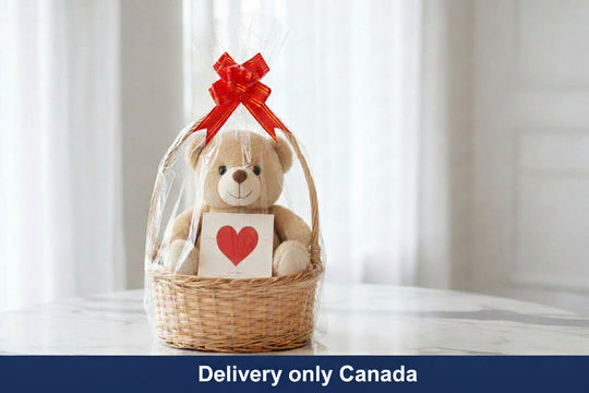 Buy Cute Teddy in a hamper – delivery in Canada