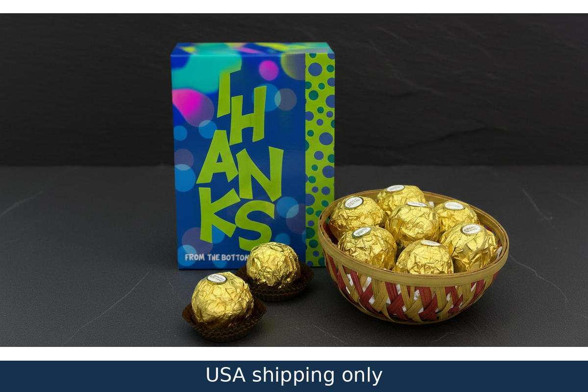 Ferrero Rocher chocolate gift basket with greeting card — USA shipping only