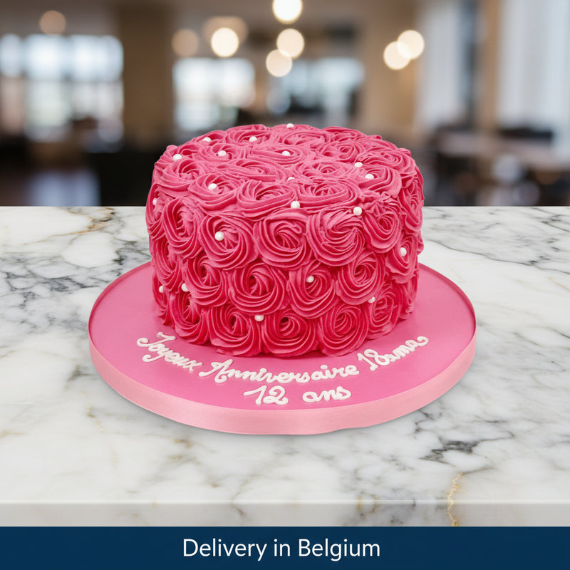 Fuchsia Pink Roses cake - Belgium