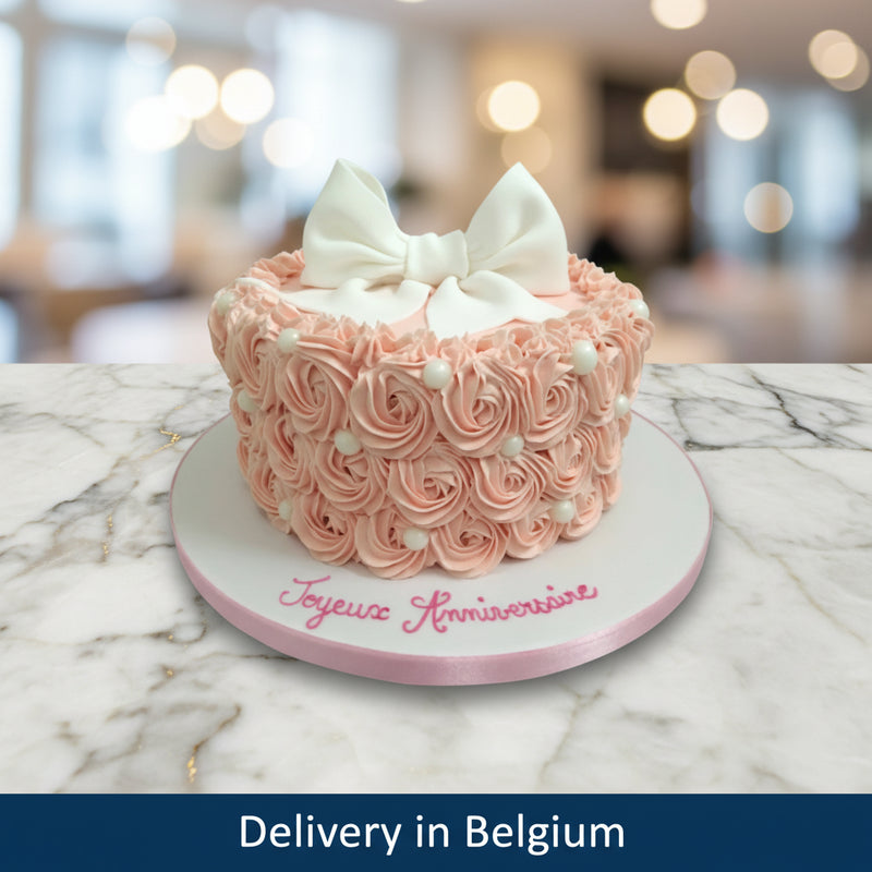 Pale Pink Buttercream Birthday Cake - Belgium
