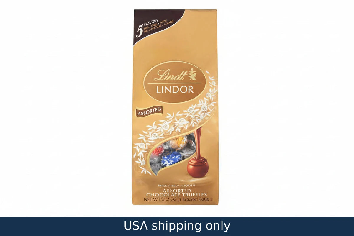 Lindor chocolate truffles packaging on a white background