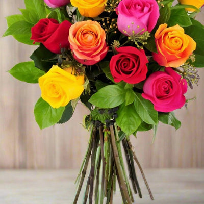 12 Mixed Roses Bunch - USA