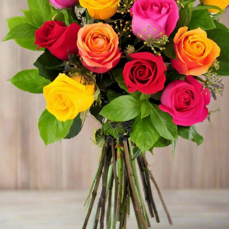12 Mixed Roses Bunch - USA