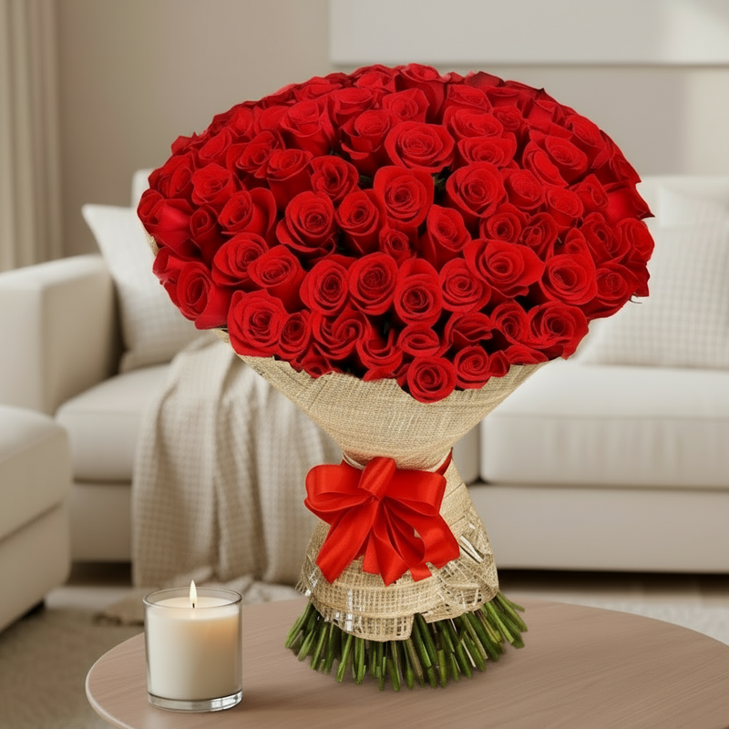 50 Red roses bouquet - India
