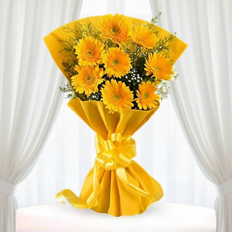 Send Yellow Gerberas Bouquet to India - Flower Delivery