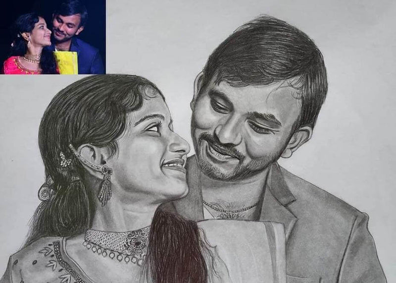 Pencil Art for Couple - India
