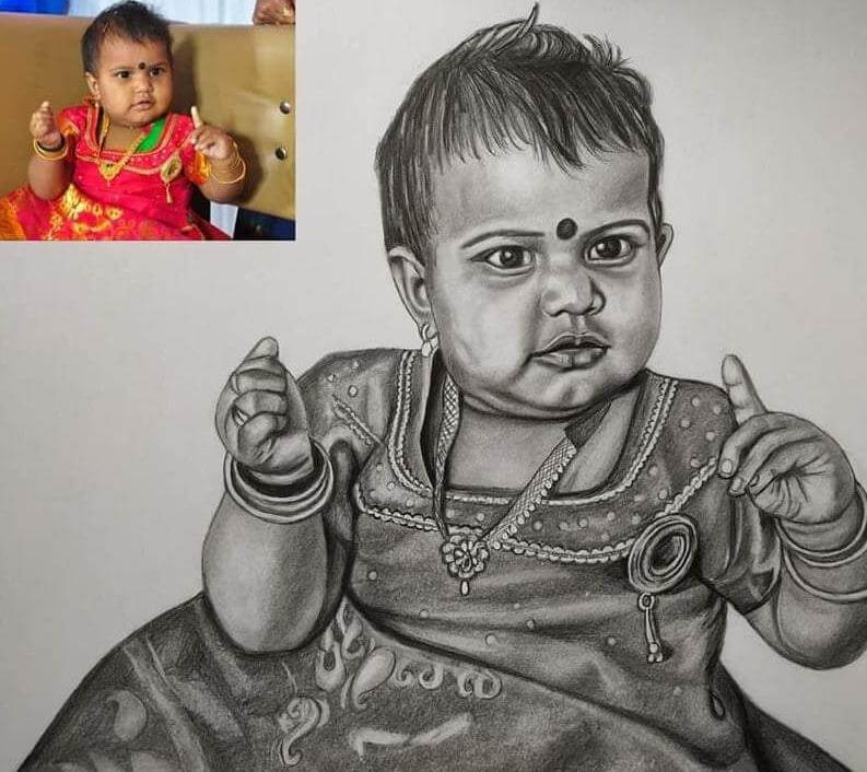 Pencil Art for Baby Girl