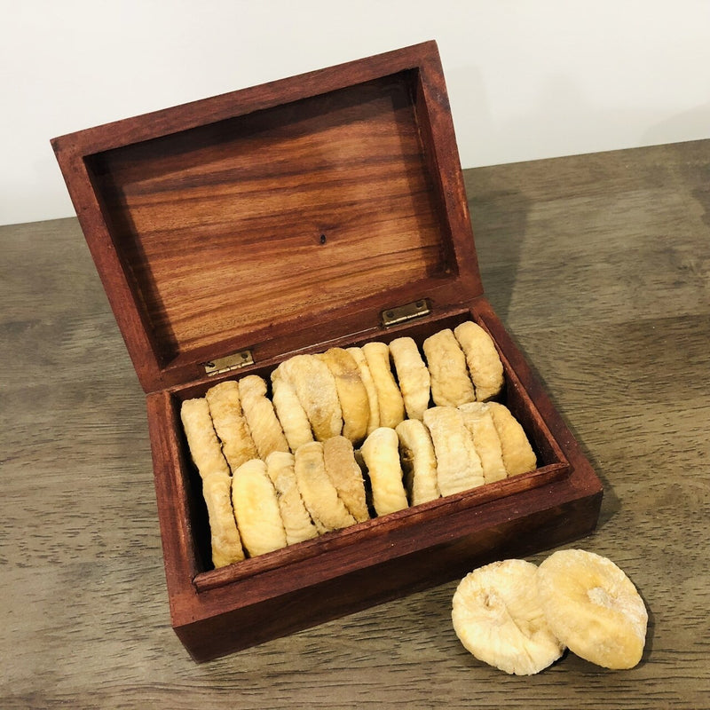 Wooden Handmade Carved Box with Dreid Fig ( Anjeer) - FOR AUSTRALIA