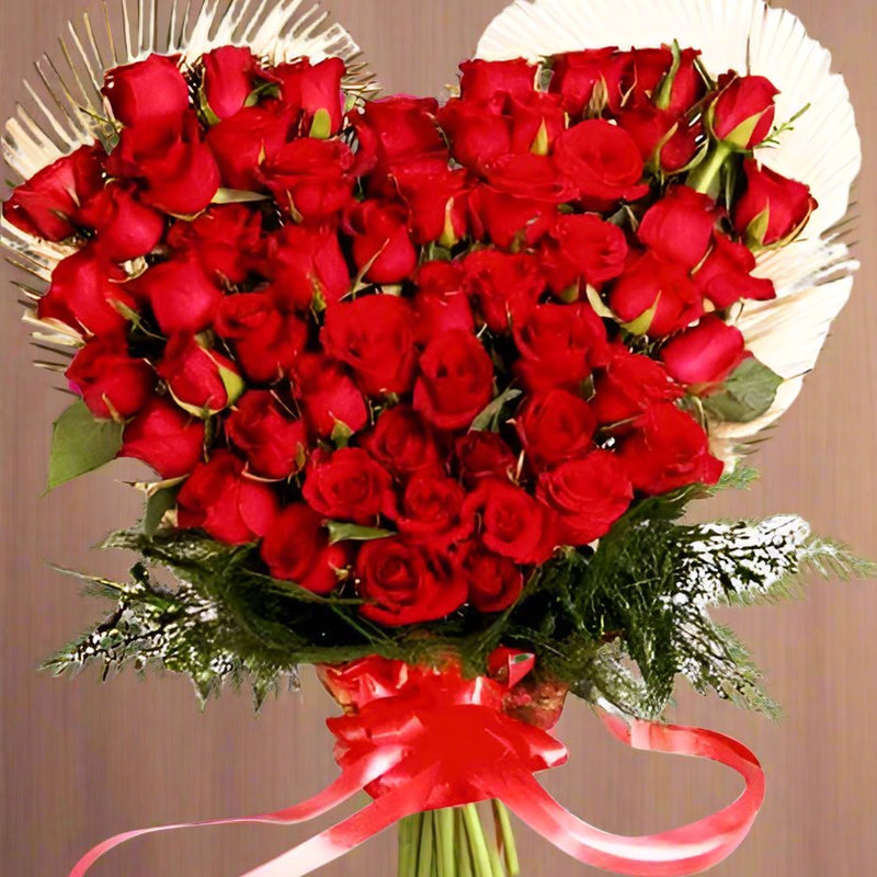 Send Heart Design Red Roses Set | Flowers Delivery in India