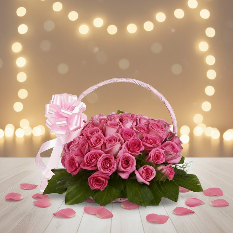 Pink Roses Basket - India