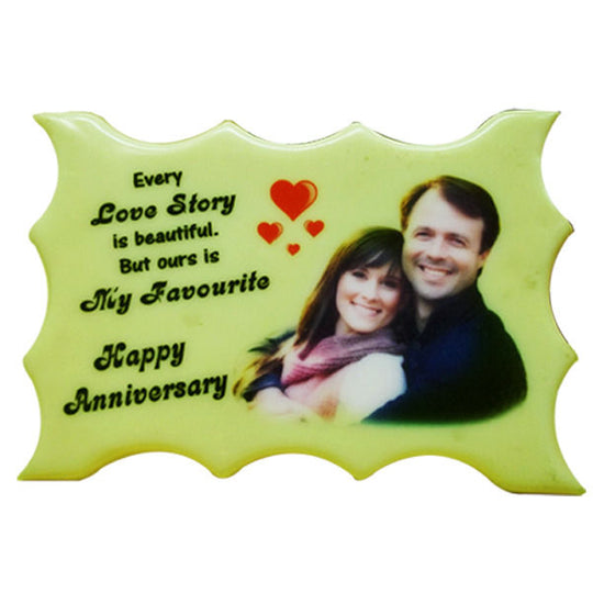 5x7 Radium Curve Color Engraving frame with a custom image on it with red hearts and beautiful letters