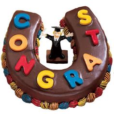 Congratulations U Shape Cake — a brown U design with colourful congratulations letters; India