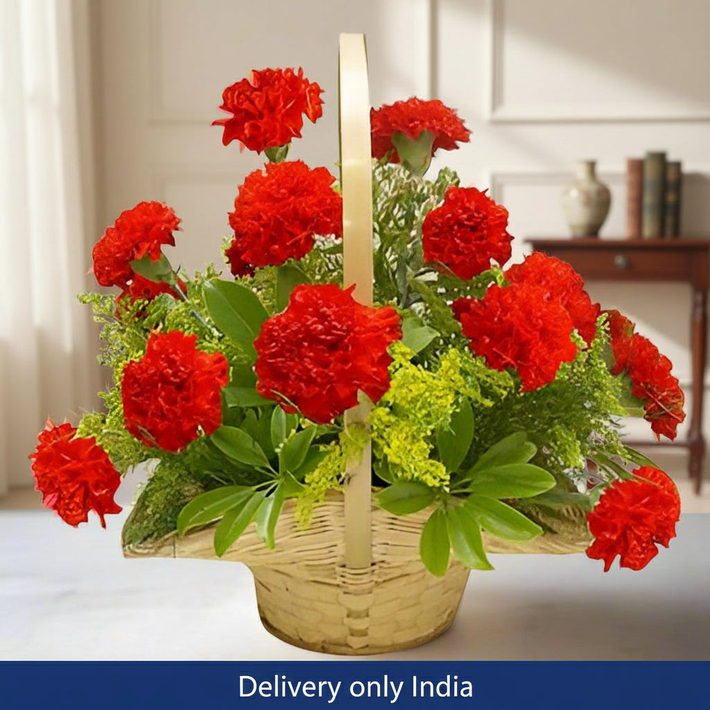 Red Carnation Basket – India