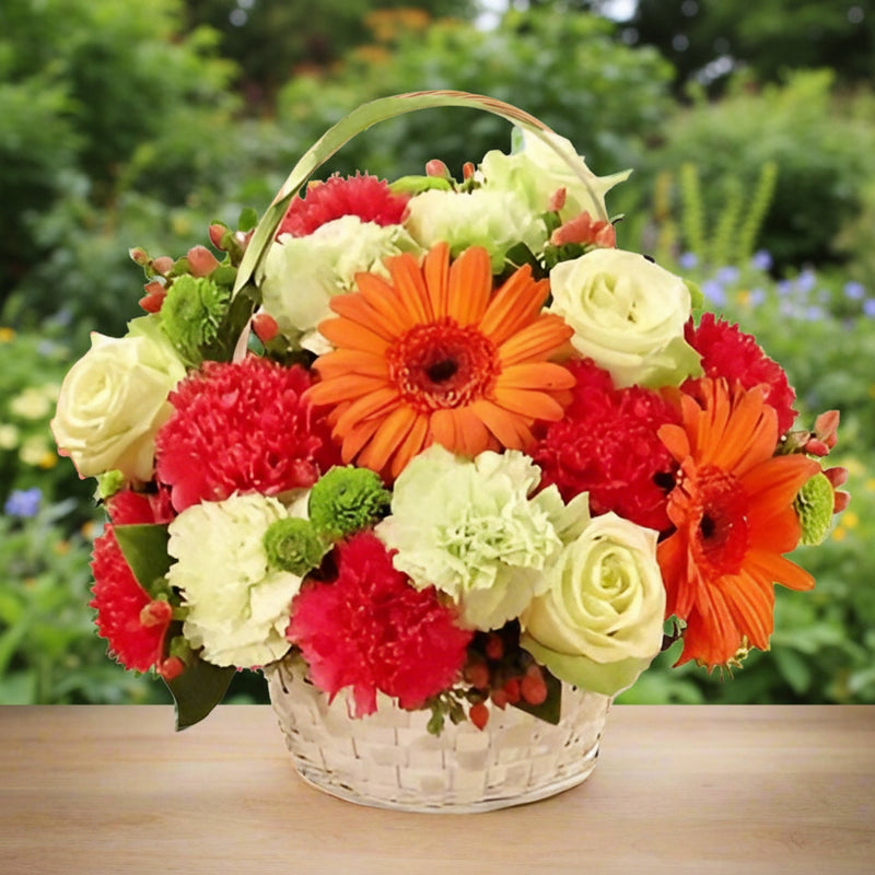 Basket with Mixed Flowers - India
