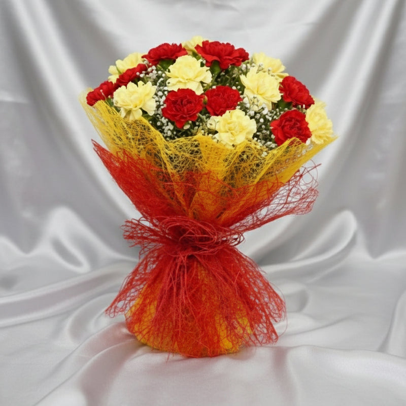 Send Yellow and Red Carnations Online to India