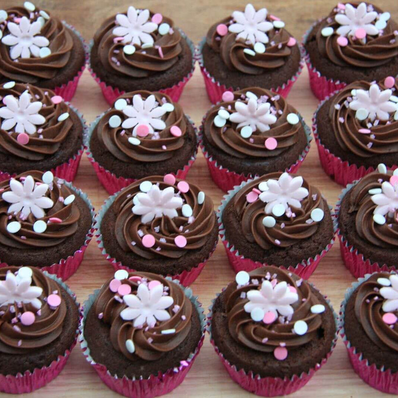 Flower Design Chocolate Cup Cakes 24 Piece - India