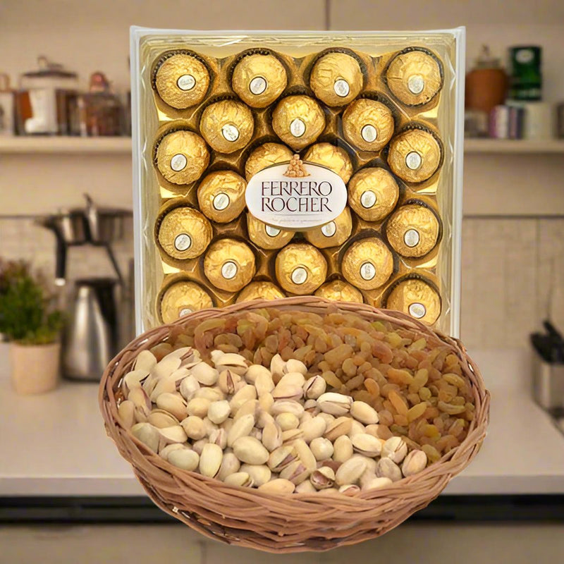 Ferrero and Dryfruit Hamper - India