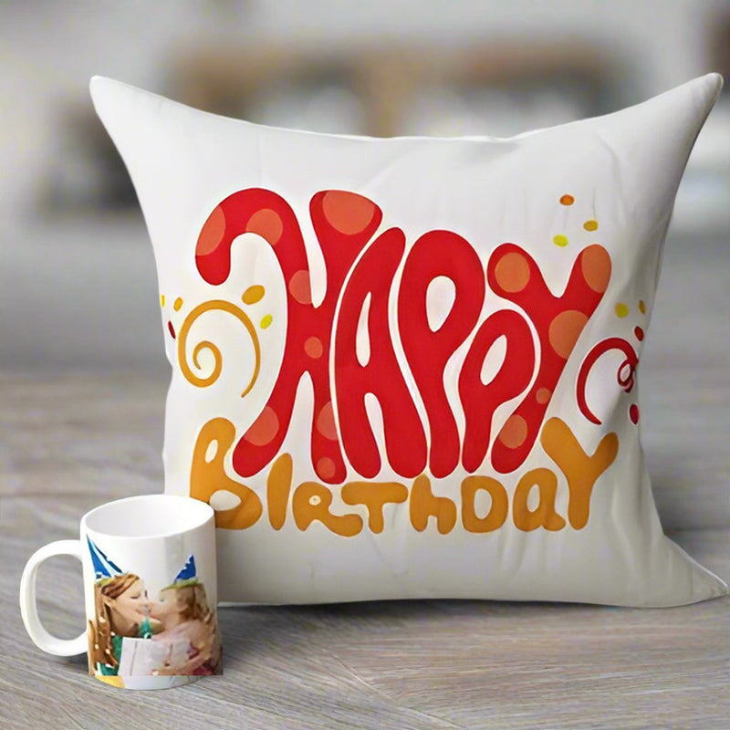 Happy Birthday Pillow n Mug - India
