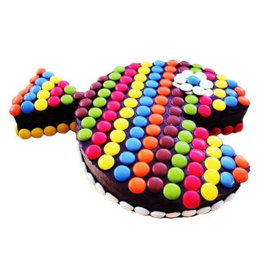 Candy Fish Design Cake — colourful candy-covered fish design; India
