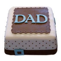 My Dad'S Cake — DAD lettering on a dark panel with pale surrounding finish; India