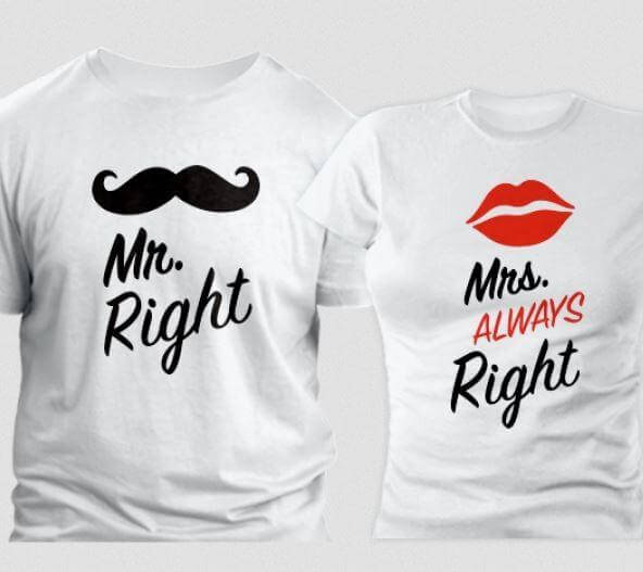 Mr and Mrs Right T-shirts – India