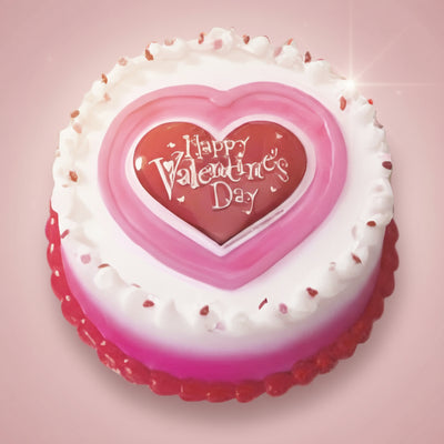 Valentine'S Cake — pink ombré finish and a heart-shaped central greeting; India