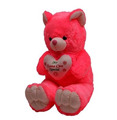 Giant Pink Teddy Bear Holding Heart 110 cm