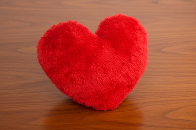 Heart Pillow in Red, red colored heart shaped pillow to gift, red heart cushion