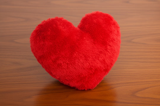 Heart Pillow in Red, red colored heart shaped pillow to gift, red heart cushion