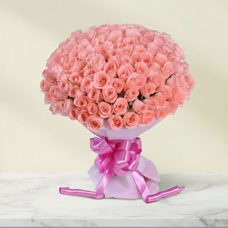 Giant Pink Roses Bunch - India