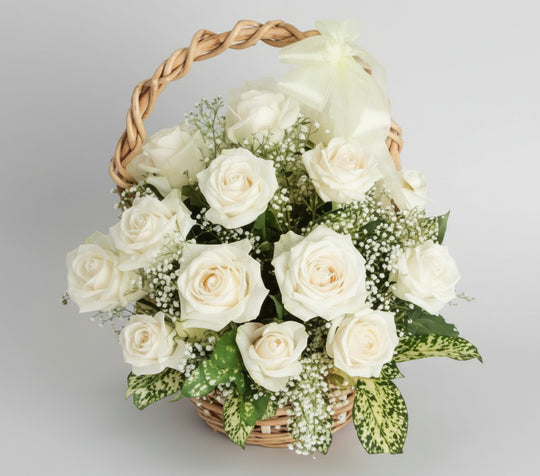 White Roses Basket